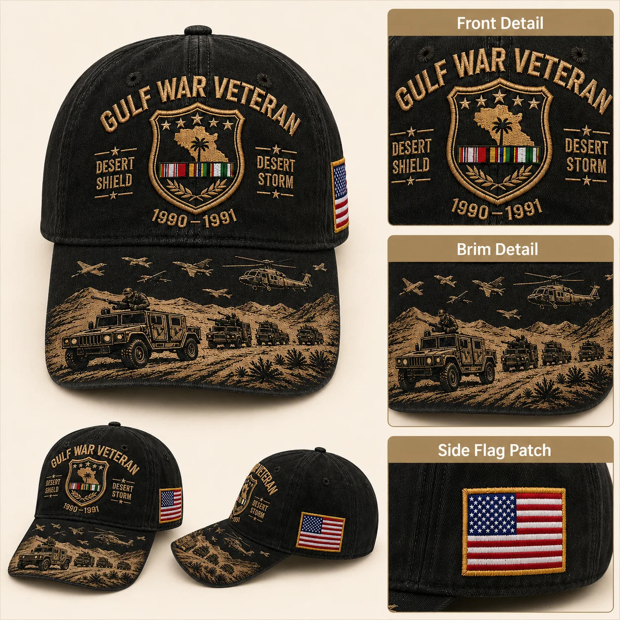 🏆Last Day Promo: 49% OFF! 🏜️ Desert Storm Veteran Commemorative Cap – Gulf War Desert Shield Veteran Hat
