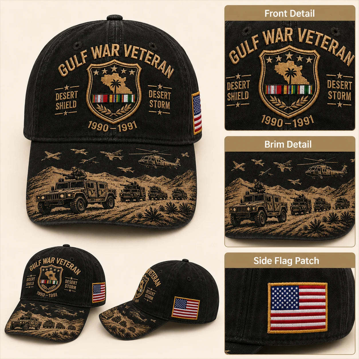 🏆Last Day Promo: 49% OFF! 🏜️ Desert Storm Veteran Commemorative Cap – Gulf War Desert Shield Veteran Hat