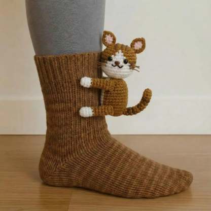 Animal Soft Cotton Socks (One Size Fits All) - Mini Cat