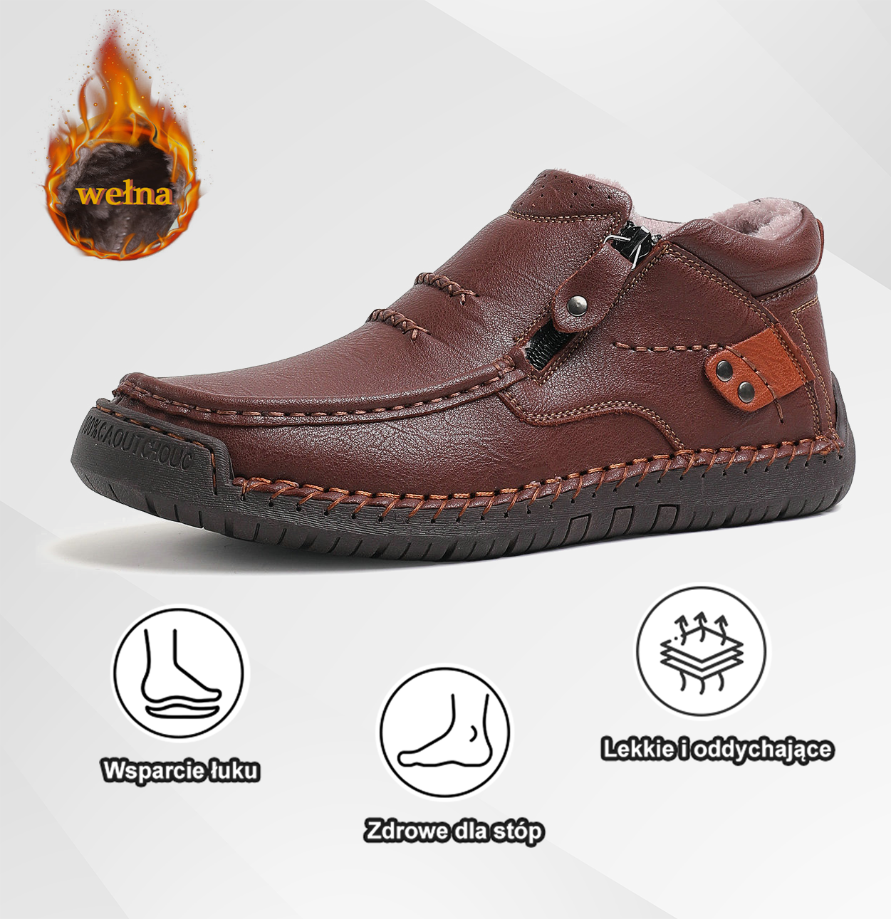 Men's leather side-zipper comfort shoes - product view 20