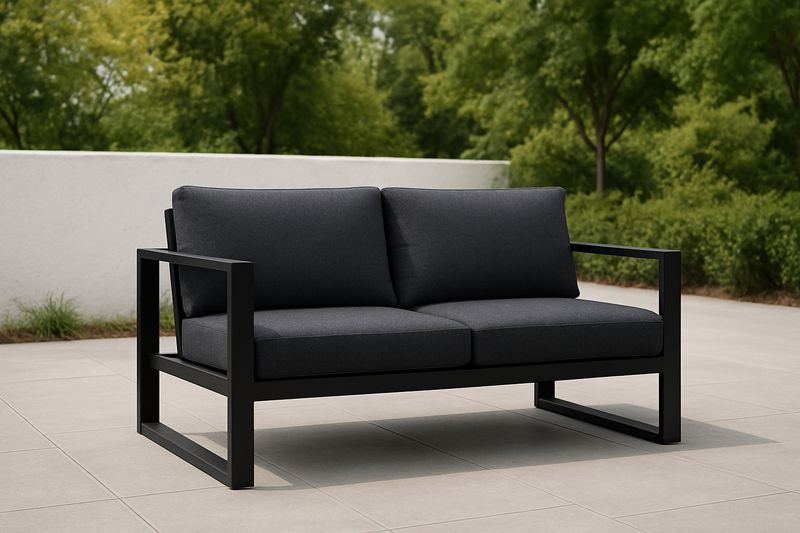 Divano da esterno a 2 posti in alluminio e tessuto nero