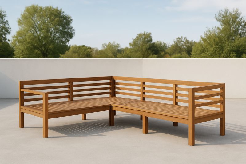 Divano angolare in legno per esterno 220x145x75 cm