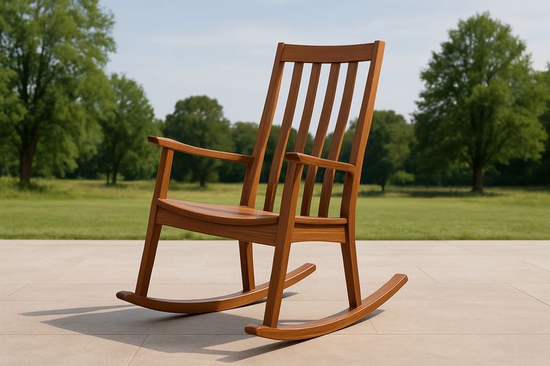 Sedia a Dondolo in Legno Massiccio Marrone