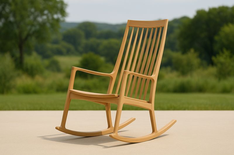 Sedia a dondolo in legno naturale