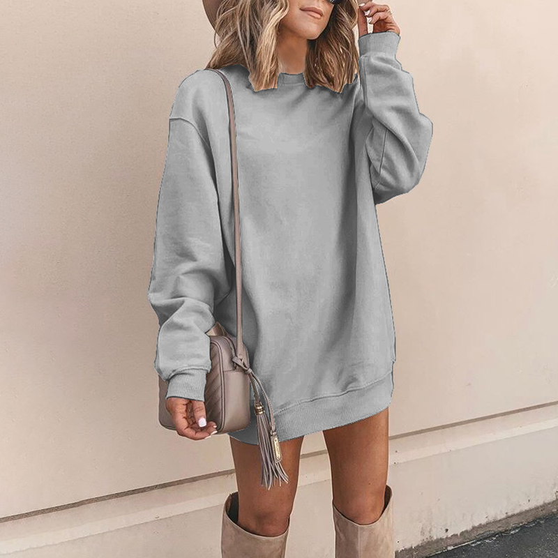 Casual Round Neck Solid Color Long Sleeve Sweatshirt