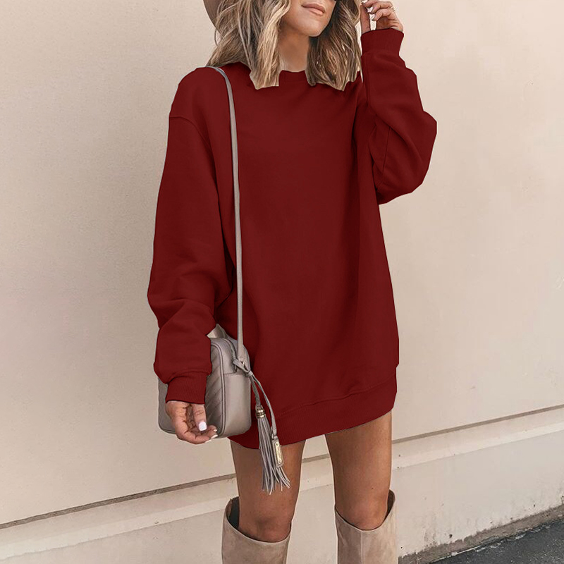 Casual Round Neck Solid Color Long Sleeve Sweatshirt