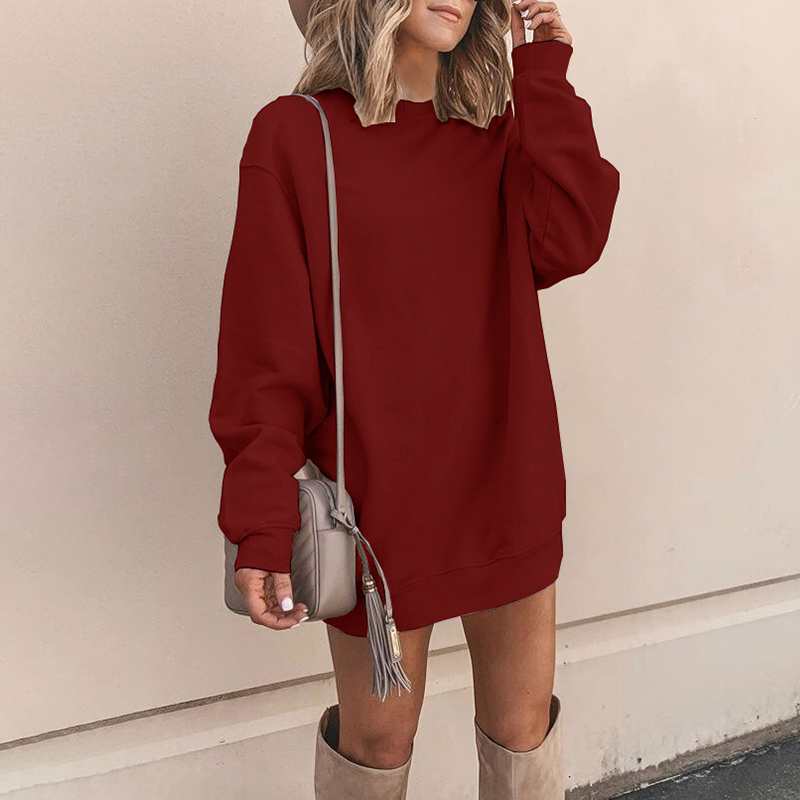 Casual Round Neck Solid Color Long Sleeve Sweatshirt