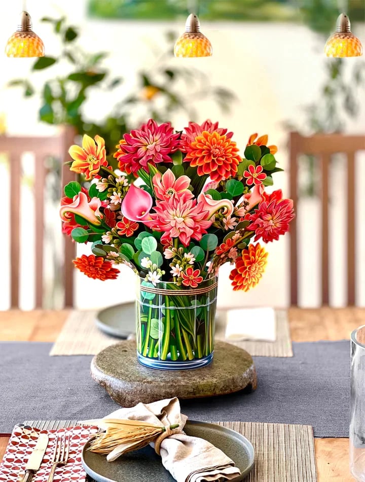 Eco-friendly pop-up flower bouquet greeting card