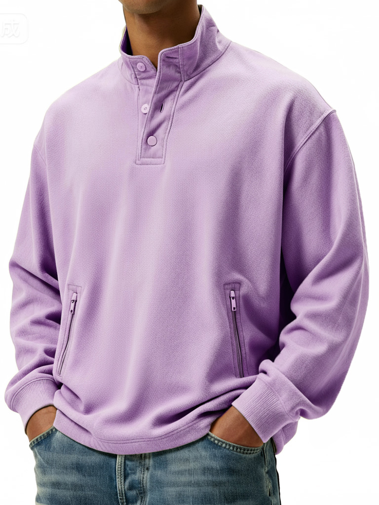 Men's Casual Sportswear Stand-up Collar Sweatshirt With Multiple Zippe