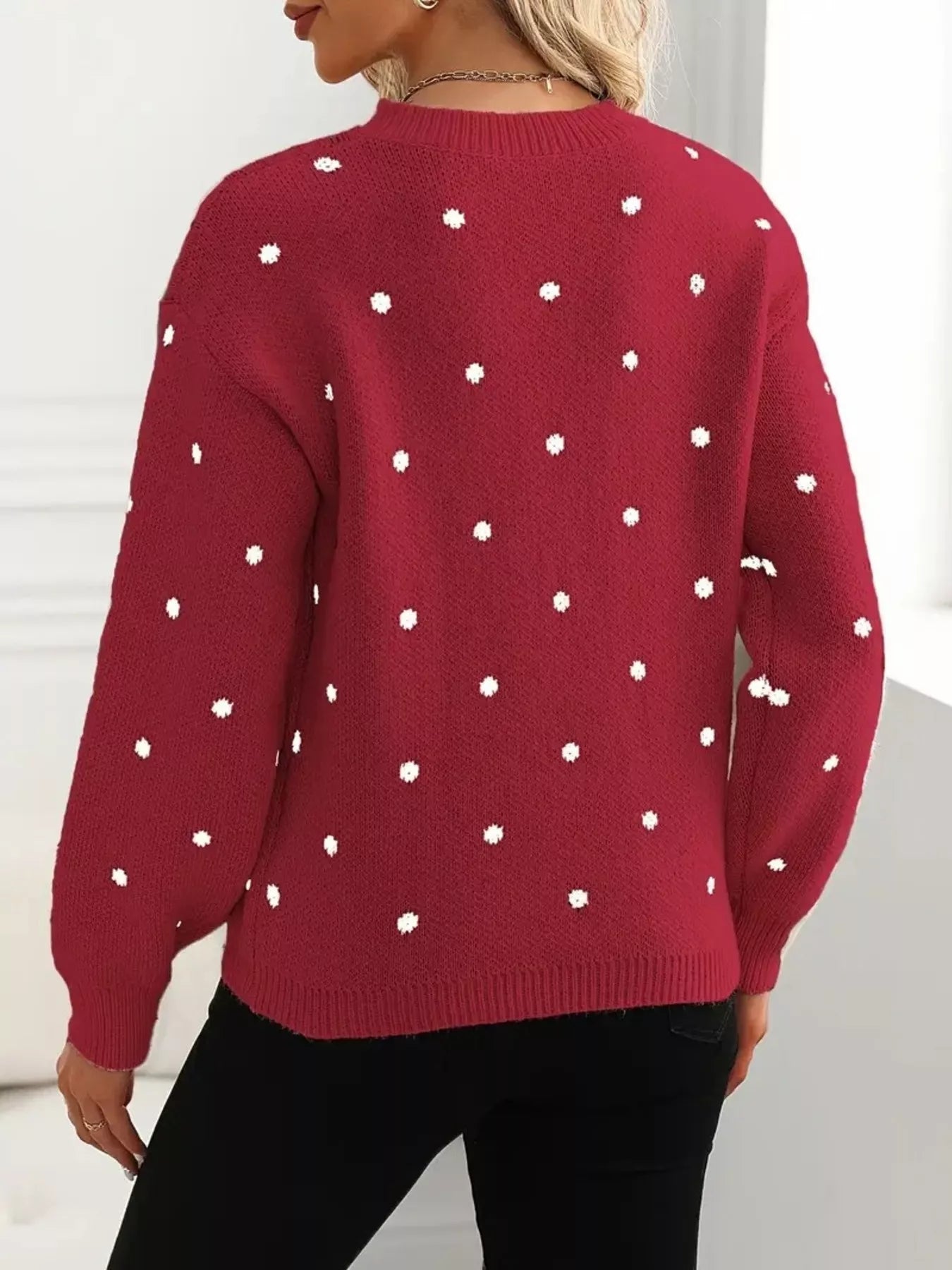 Hazel Blues® |  Polka Dot Long Sleeve Sweater