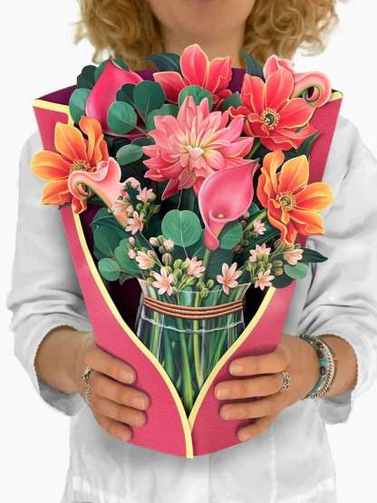 Eco-friendly pop-up flower bouquet greeting card