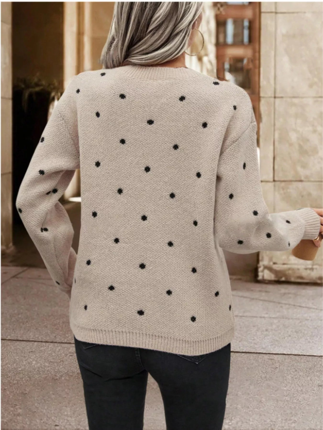 Hazel Blues® |  Polka Dot Long Sleeve Sweater