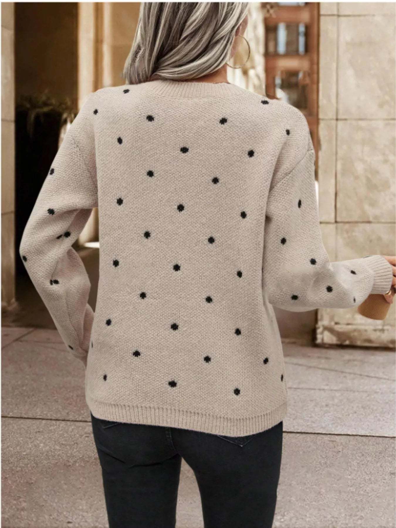 Hazel Blues® |  Polka Dot Long Sleeve Sweater