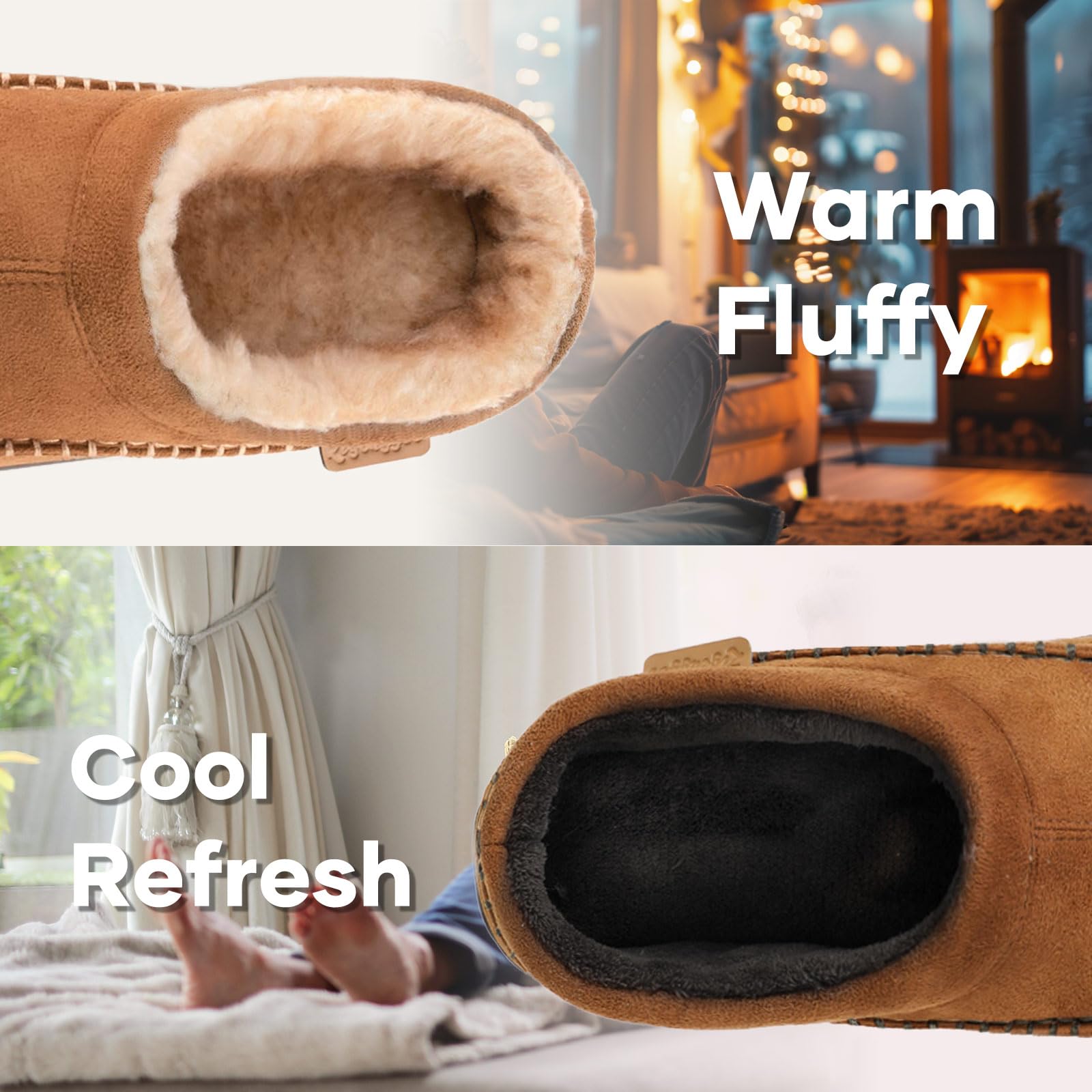 Men's Daily Non-Slip Warm Wide-Toe Plush Slippers