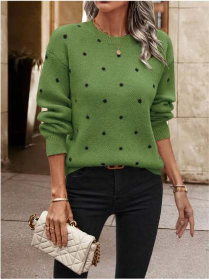 Hazel Blues® |  Polka Dot Long Sleeve Sweater