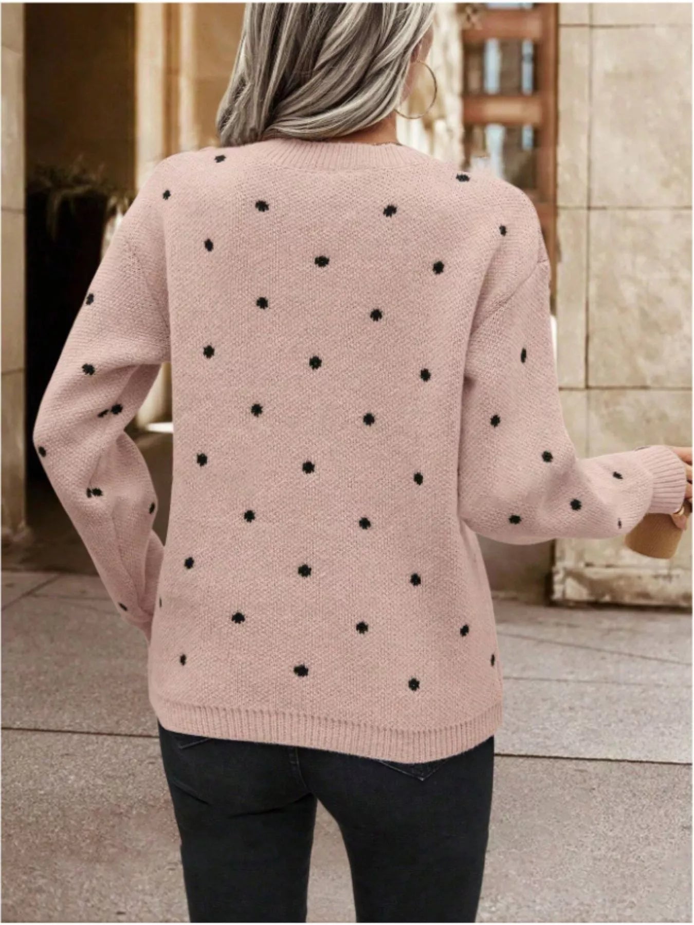 Hazel Blues® |  Polka Dot Long Sleeve Sweater