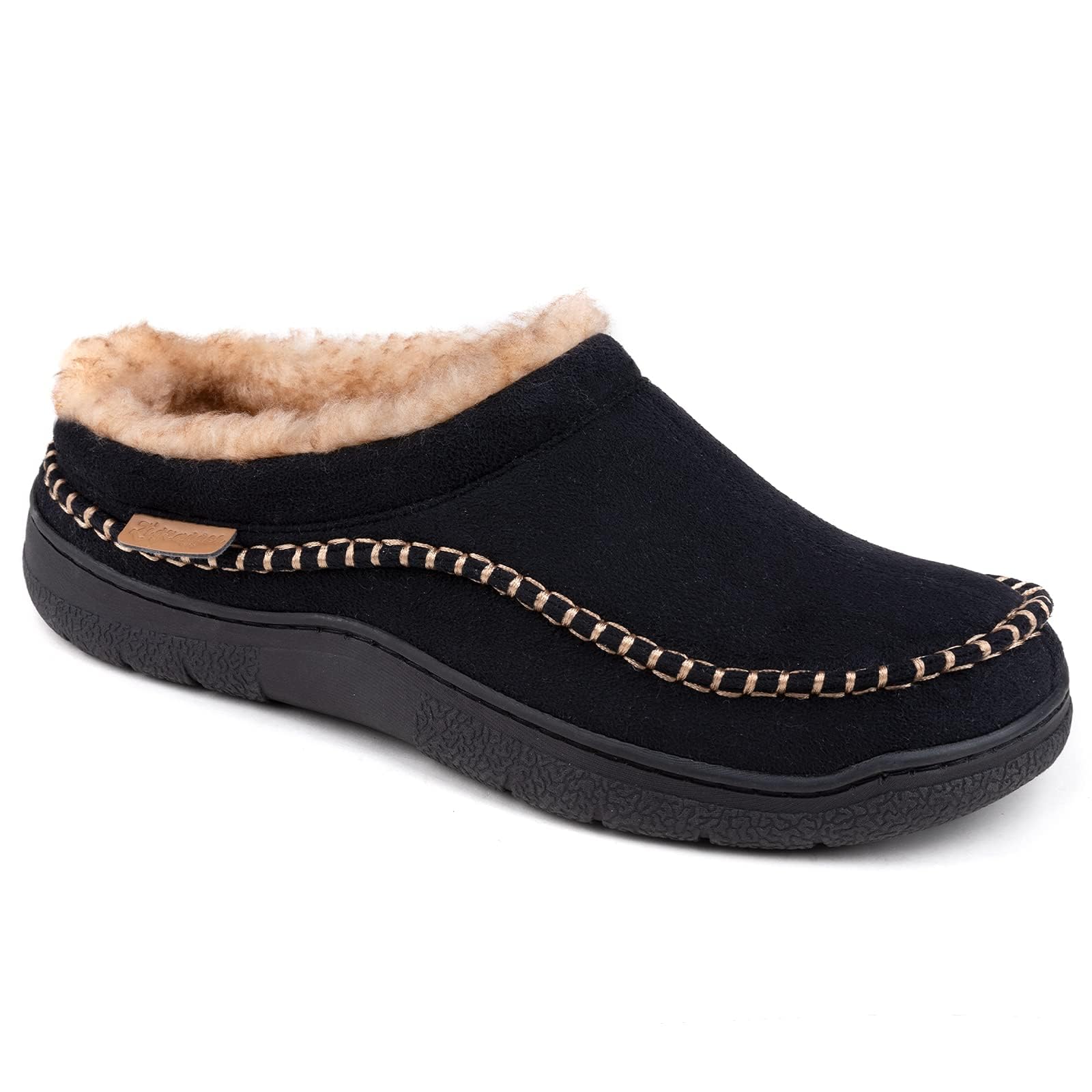 Men's Daily Non-Slip Warm Wide-Toe Plush Slippers