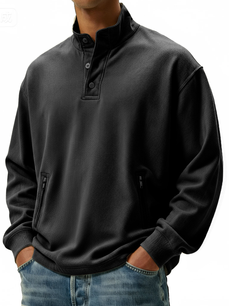 Men's Casual Sportswear Stand-up Collar Sweatshirt With Multiple Zippe