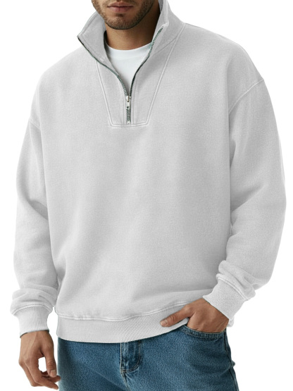 Men's Fashion Vintage Quarter-collar Zippered Long-sleeve Sweater 
