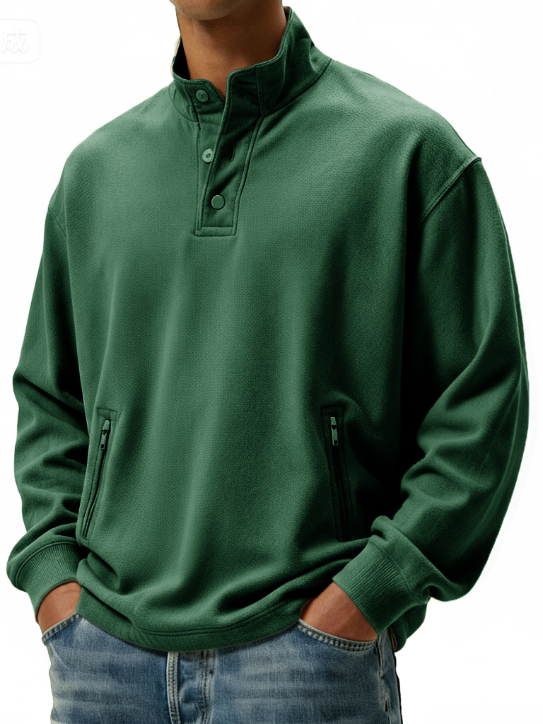 Men's Casual Sportswear Stand-up Collar Sweatshirt With Multiple Zippe