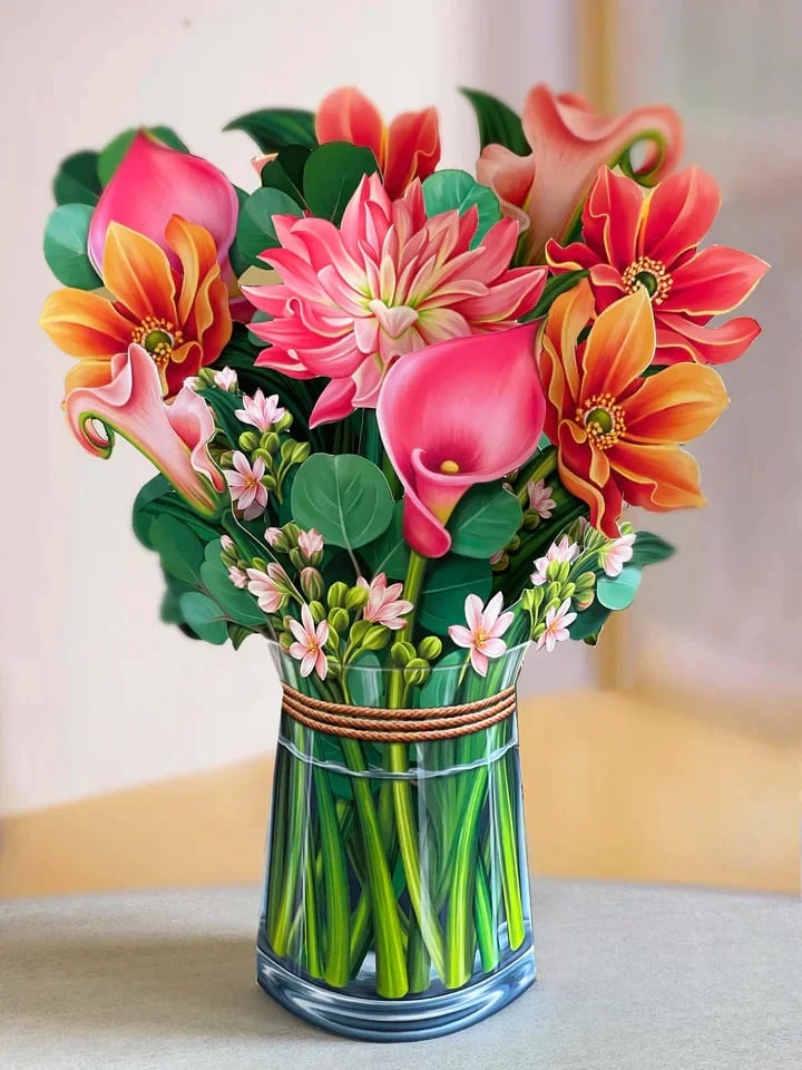 Eco-friendly pop-up flower bouquet greeting card