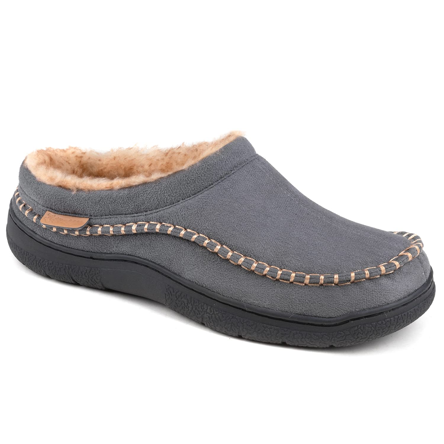 Men's Daily Non-Slip Warm Wide-Toe Plush Slippers