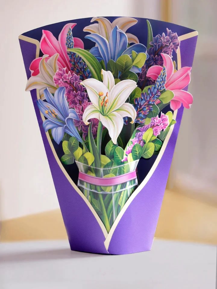 Eco-friendly pop-up flower bouquet greeting card