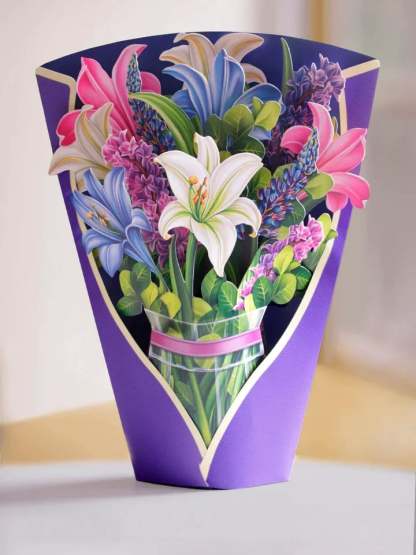 Eco-friendly pop-up flower bouquet greeting card