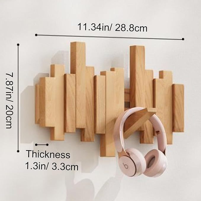 Wall-mounted wooden coat rack 🎹Piano key style design