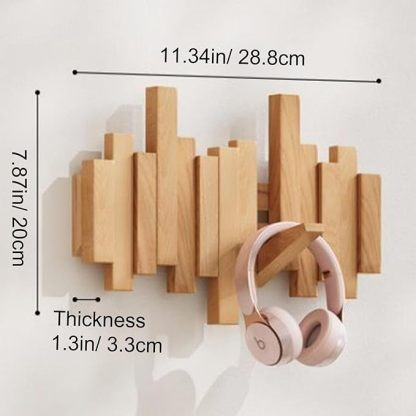 Wall-mounted wooden coat rack 🎹Piano key style design