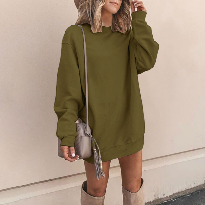 Casual Round Neck Solid Color Long Sleeve Sweatshirt
