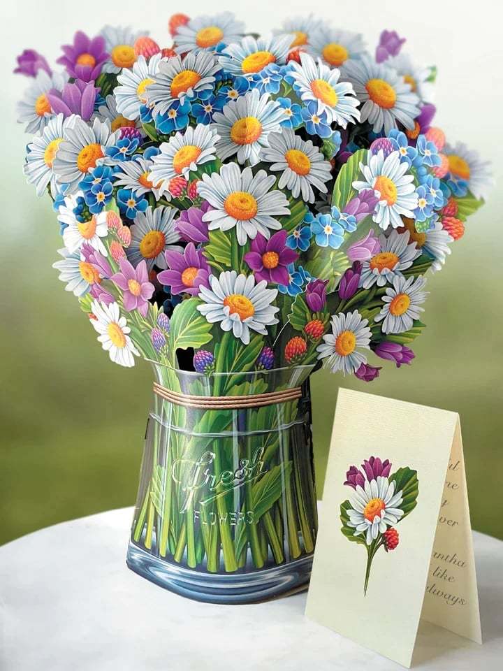 Eco-friendly pop-up flower bouquet greeting card