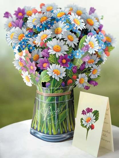 Eco-friendly pop-up flower bouquet greeting card