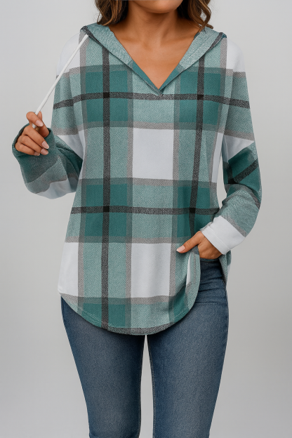 Checked lightweight hooded sweatshirt