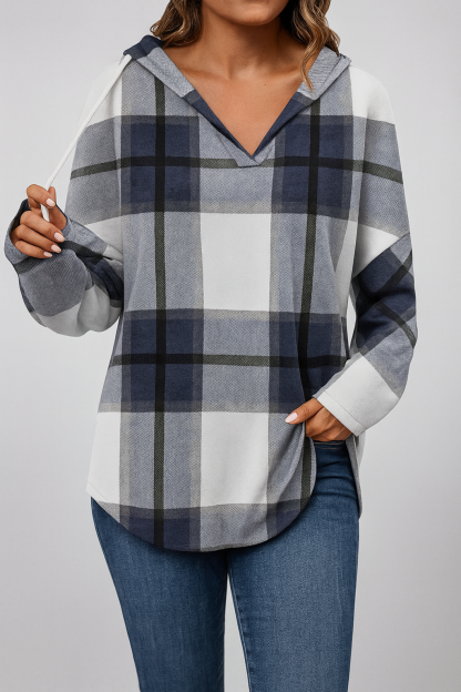 Checked lightweight hooded sweatshirt