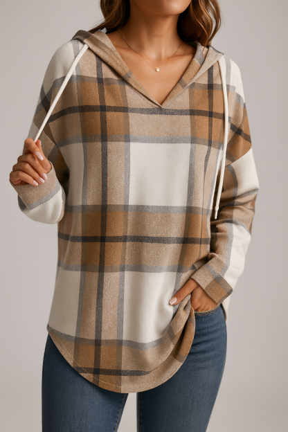 Checked lightweight hooded sweatshirt