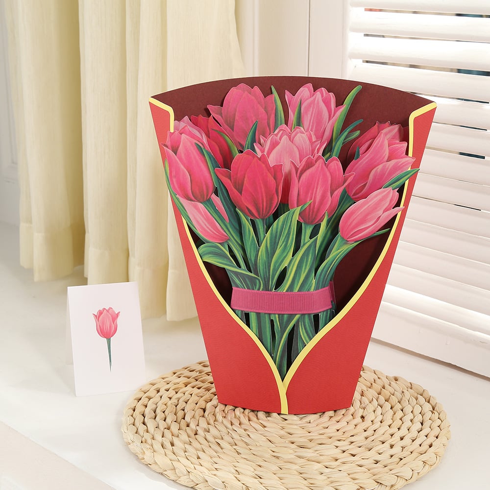 Eco-friendly pop-up flower bouquet greeting card