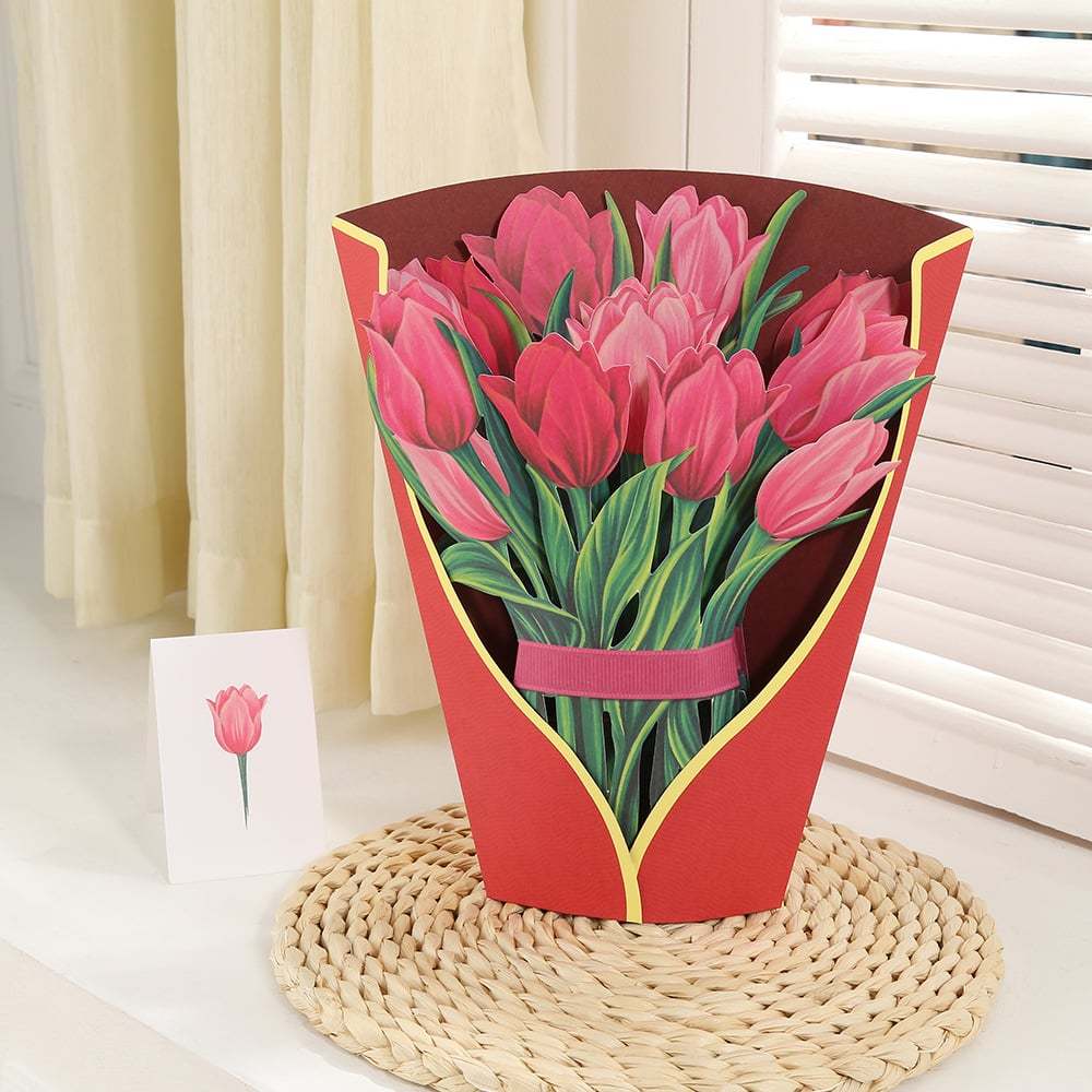 Eco-friendly pop-up flower bouquet greeting card