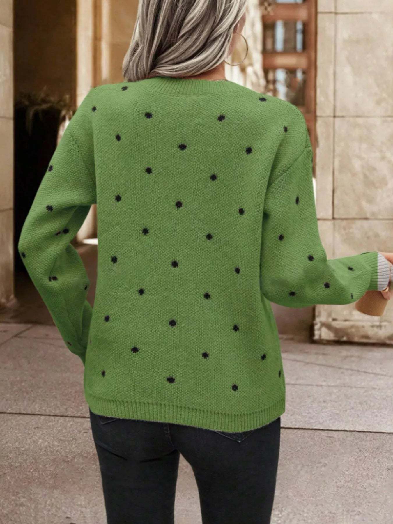 Hazel Blues® |  Polka Dot Long Sleeve Sweater