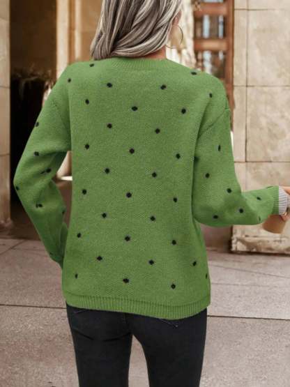 Hazel Blues® |  Polka Dot Long Sleeve Sweater