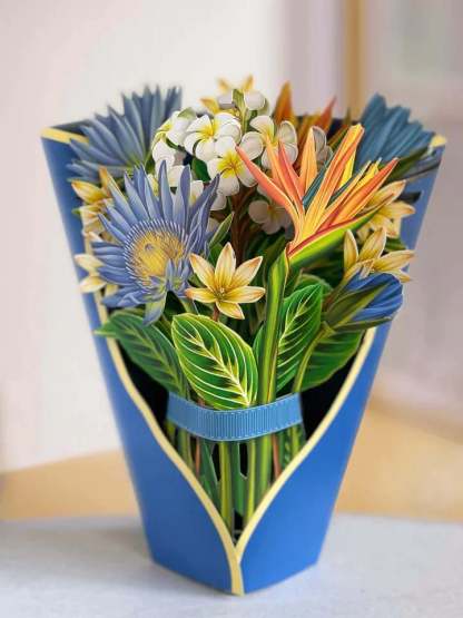 Eco-friendly pop-up flower bouquet greeting card