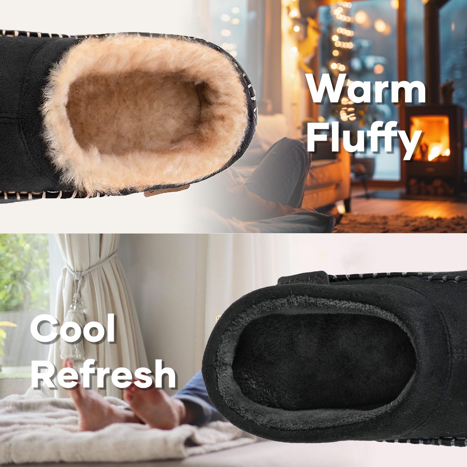 Men's Daily Non-Slip Warm Wide-Toe Plush Slippers
