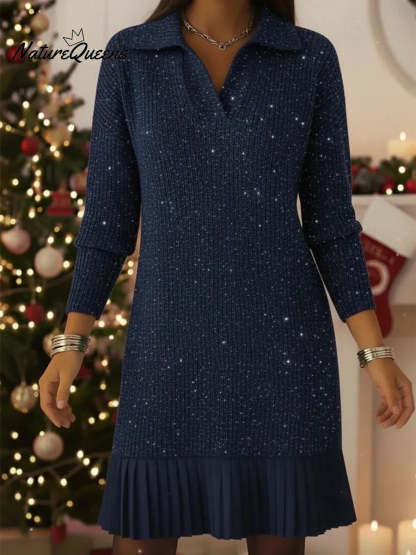 Elegant, shiny knitted dress