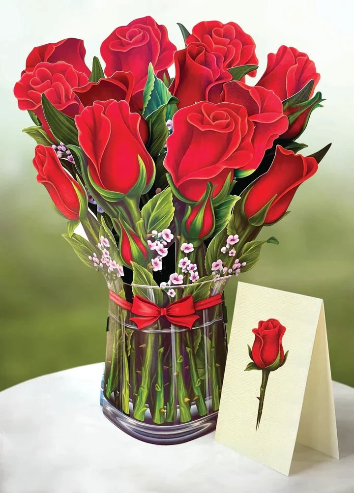 Eco-friendly pop-up flower bouquet greeting card