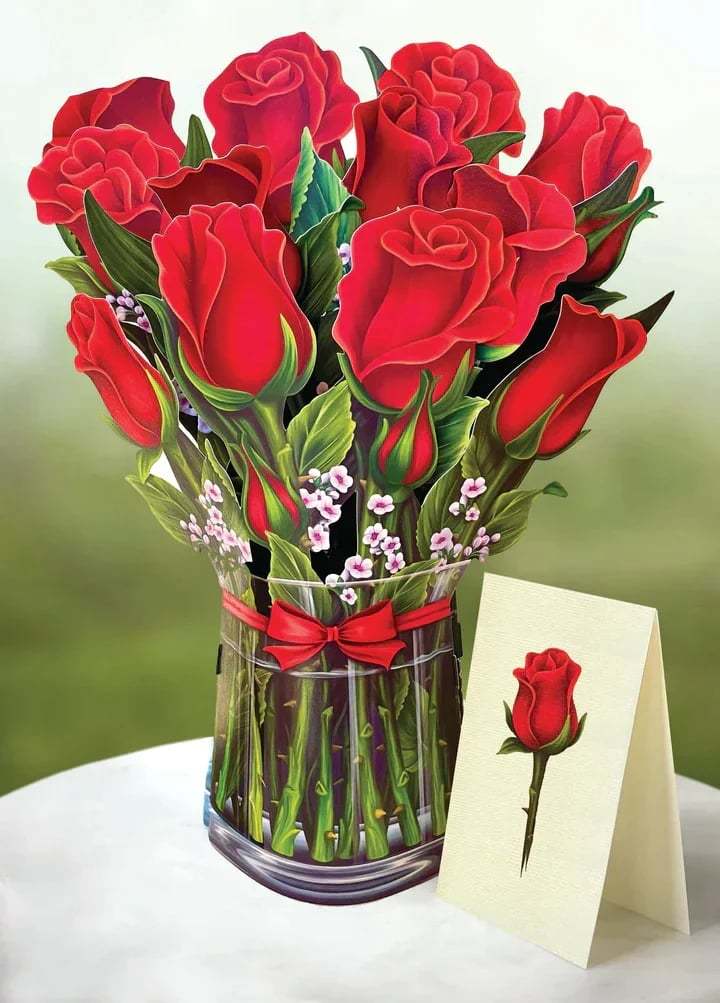 Eco-friendly pop-up flower bouquet greeting card