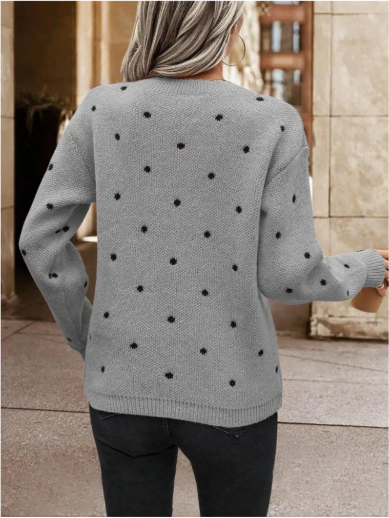 Hazel Blues® |  Polka Dot Long Sleeve Sweater