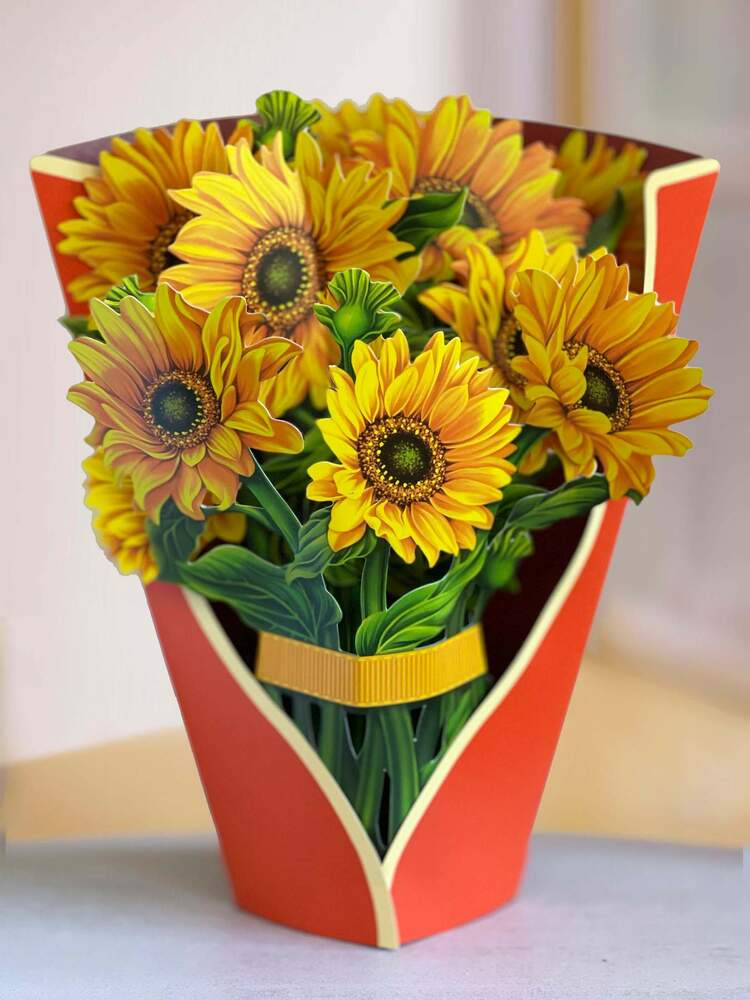 Eco-friendly pop-up flower bouquet greeting card