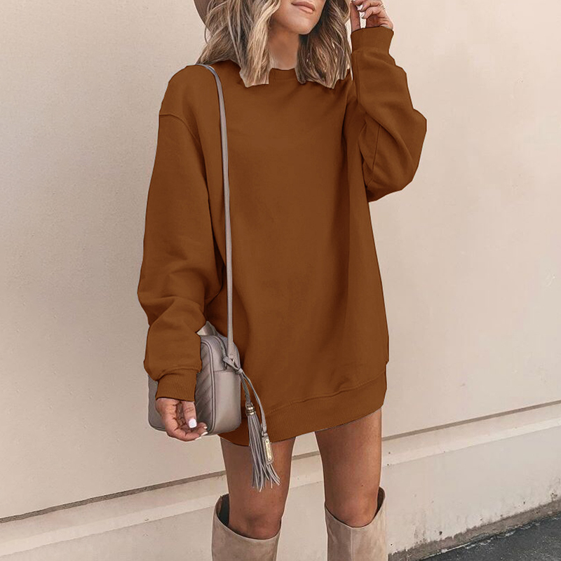 Casual Round Neck Solid Color Long Sleeve Sweatshirt