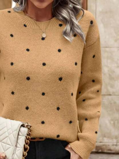 Hazel Blues® |  Polka Dot Long Sleeve Sweater