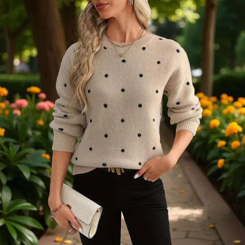 Hazel Blues® |  Polka Dot Long Sleeve Sweater